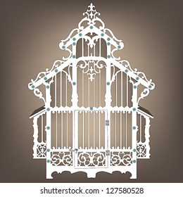 Vector illustration antique and decorative empty birdcage