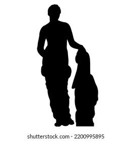 Vector illustration of antique statue of Aphrodite of Knidos. Black silhouette of ancient greek sculpture.