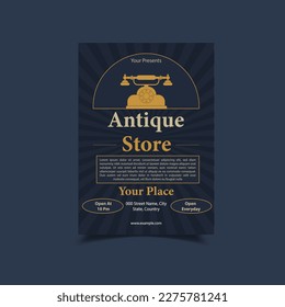Vector Illustration of Antique Store Flyer Poster