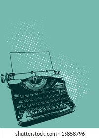 Vector illustration of an antique typewriter. Includes halftone pattern.  Fully editable and scalable