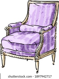 Vector illustration with antique vintage retro armchair