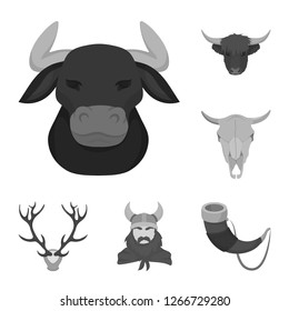 Vector illustration of antler and animal logo. Collection of antler and death vector icon for stock.