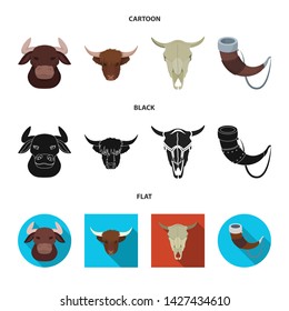 Vector illustration of antler and animal sign. Set of antler and death stock vector illustration.