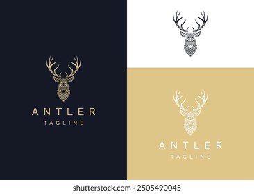 Vector illustration of Antler Head Logo Design