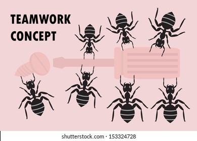 A vector illustration of ants working together, can be used for 
