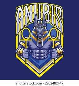 Vector illustration of anubis egyptian god mascot logo template