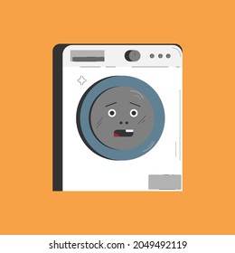 Vector illustration of anxious washing machine or character