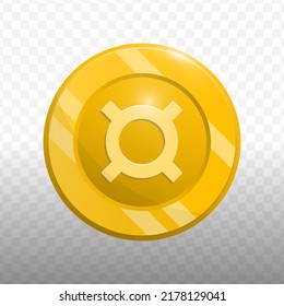 Vector illustration of any currency symbol currency coin in gold color on transparent background (PNG).