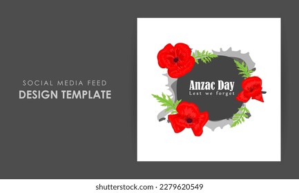 Vector illustration of Anzac Day social media story feed mockup template