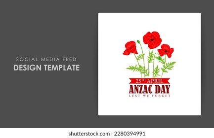 Vector illustration of Anzac Day social media story feed mockup template