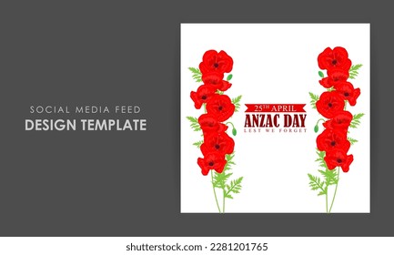 Vector illustration of Anzac Day social media story feed mockup template