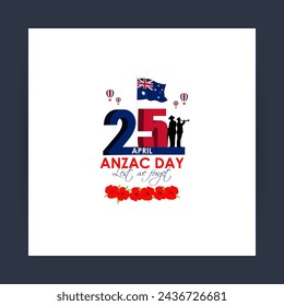 Vector illustration of Anzac Day social media feed template