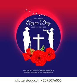 Vector illustration of Anzac Day social media template