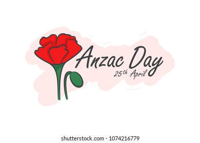 Vector illustration of Anzac Day symbol of red poppy flower.