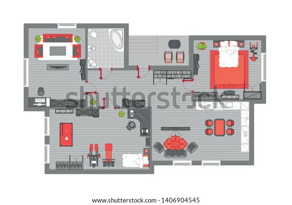 Vector Illustration Apartment Floor Plan Top Stock Vector Royalty