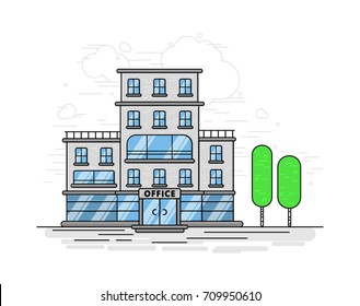 Vector illustration apartment and office building isolated on white background