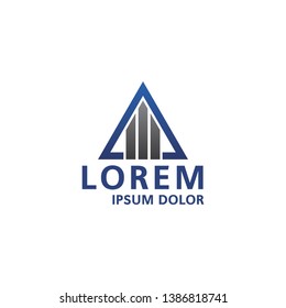 vector illustration apartment and triangle icon logo modern design blue and black color