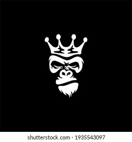 Vector illustration of ape head in crown