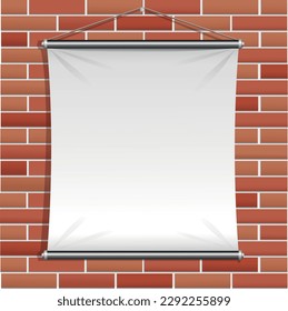 Vector illustration aper scroll on a brick wall