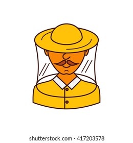 Vector illustration apiarist in outline style.

