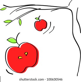 vector illustration aplle-tree and apple isolated on white