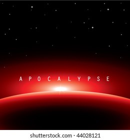 vector illustration of apocalypse-satellite view from universe 