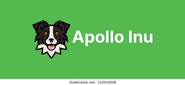 Vektorgrafik des Apollo Inu Kryptowährung APOLLO Token Logo einzeln auf grünem Hintergrund. Münzlogo 