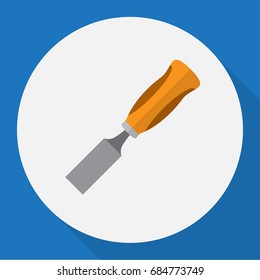 Vector Illustration Of Apparatus Symbol Or Chisel Flat Icon. Premium Quality Isolated Bit Element In Trendy Flat Style.