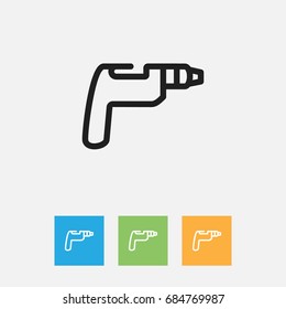Vector Illustration Of Apparatus Symbol On Instrument Outline. Premium Quality Isolated Drill Element In Trendy Flat Style.