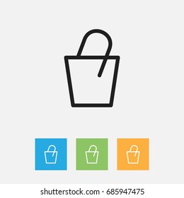 Vector Illustration Of Apparatus Symbol On Bucket Outline. Premium Quality Isolated Pail Element In Trendy Flat Style.