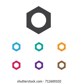 Vector Illustration Of Apparatus Symbol On Nut Icon. Premium Quality Isolated Internal Screw Element In Trendy Flat Style.
