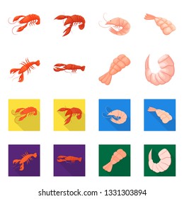 Vector illustration of appetizer and ocean icon. Collection of appetizer and delicacy stock vector illustration.