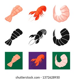 Vector illustration of appetizer and ocean icon. Set of appetizer and delicacy vector icon for stock.
