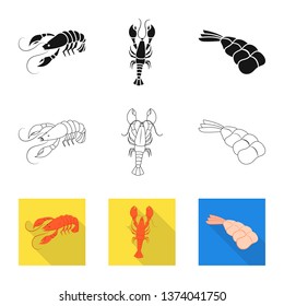 Vector illustration of appetizer and ocean icon. Collection of appetizer and delicacy vector icon for stock.