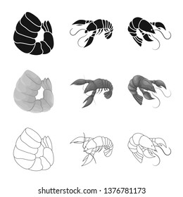 Vector illustration of appetizer and ocean icon. Set of appetizer and delicacy vector icon for stock.