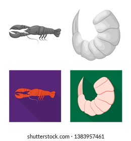 Vector illustration of appetizer and ocean icon. Set of appetizer and delicacy stock vector illustration.