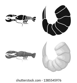 Vector illustration of appetizer and ocean icon. Set of appetizer and delicacy stock symbol for web.
