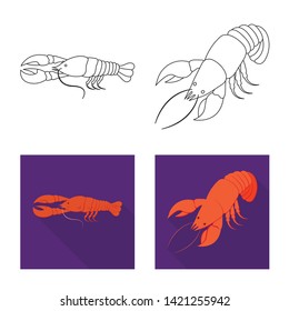 Vector illustration of appetizer and ocean icon. Set of appetizer and delicacy stock vector illustration.
