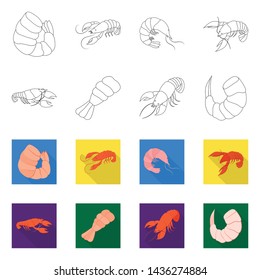 Vector illustration of appetizer and ocean icon. Collection of appetizer and delicacy vector icon for stock.
