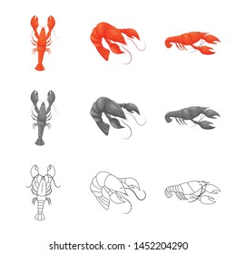 Vector illustration of appetizer and ocean icon. Set of appetizer and delicacy stock symbol for web.