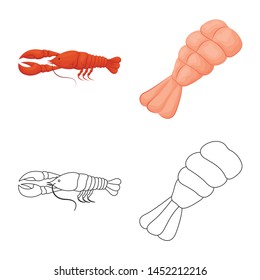 Vector illustration of appetizer and ocean icon. Set of appetizer and delicacy stock symbol for web.