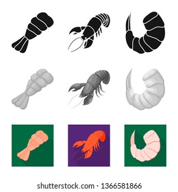 Vector illustration of appetizer and ocean logo. Set of appetizer and delicacy stock symbol for web.