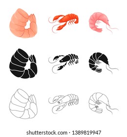 Vector illustration of appetizer and ocean logo. Set of appetizer and delicacy stock symbol for web.