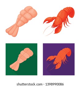 Vector illustration of appetizer and ocean logo. Collection of appetizer and delicacy stock symbol for web.