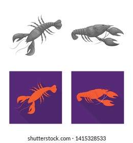 Vector illustration of appetizer and ocean logo. Collection of appetizer and delicacy stock vector illustration.