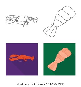 Vector illustration of appetizer and ocean logo. Collection of appetizer and delicacy stock symbol for web.