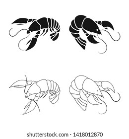 Vector illustration of appetizer and ocean logo. Collection of appetizer and delicacy stock symbol for web.
