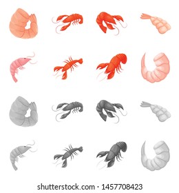 Vector illustration of appetizer and ocean logo. Set of appetizer and delicacy vector icon for stock.