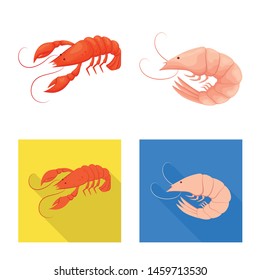 Vector illustration of appetizer and ocean logo. Set of appetizer and delicacy stock symbol for web.