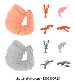 Vector illustration of appetizer and ocean sign. Set of appetizer and delicacy vector icon for stock.